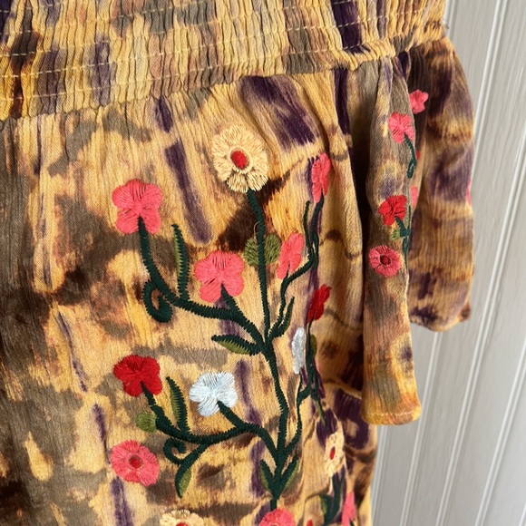 Gauze embroidery jumper gold and purple - Picture 3 of 8